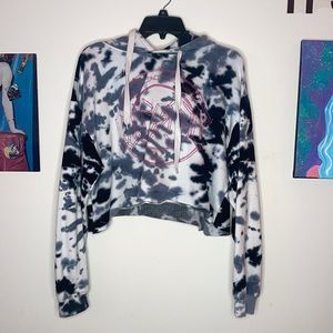 AC/DC Cropped Tie Dye Hoodie